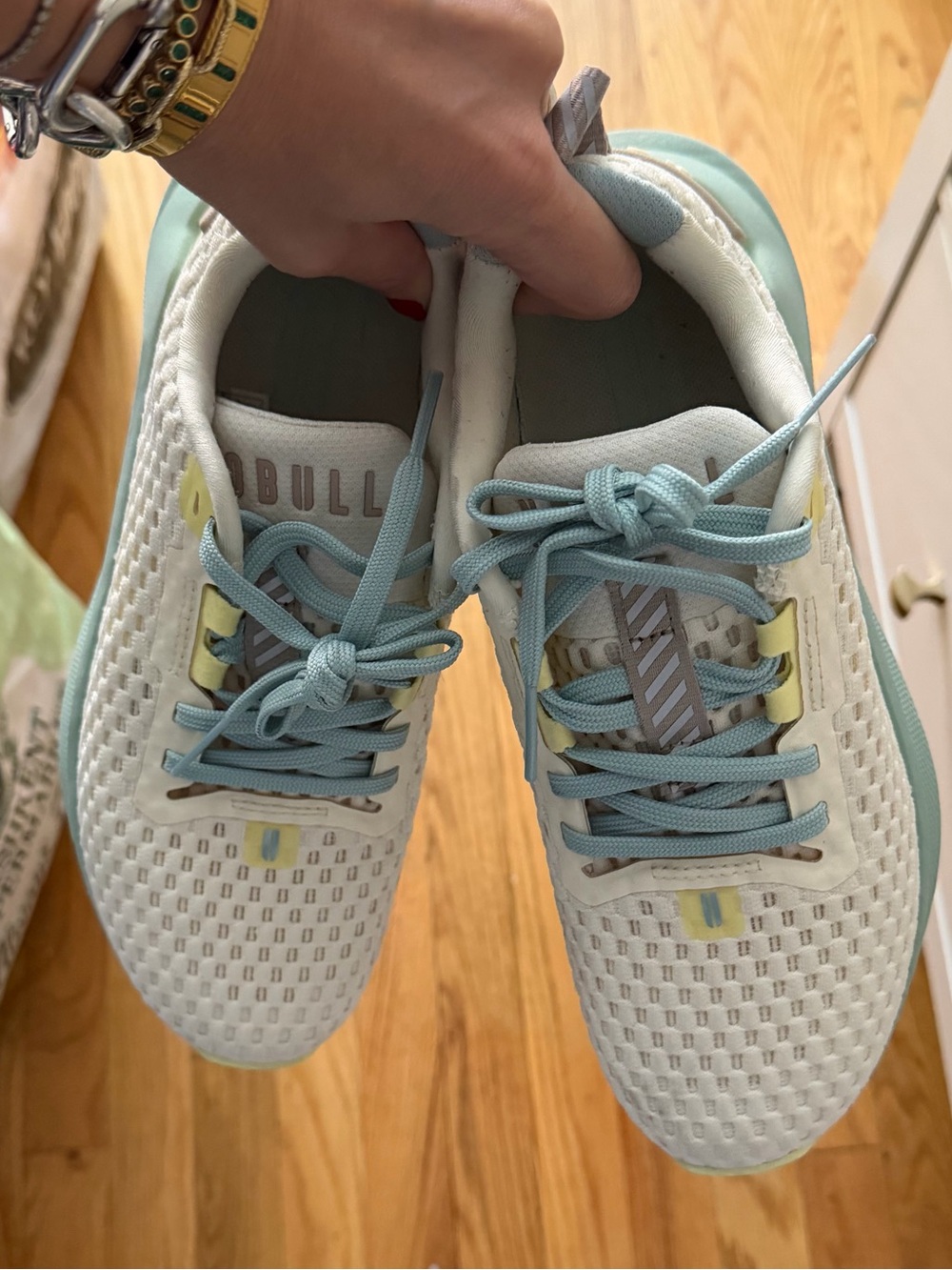 NOBULL Women's Mesh Trainer - White/Light Blue/Yellow - Picture 3 of 5